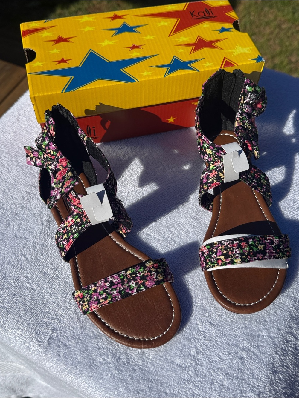 Kali Black Floral Multi-Color Strappy Sandals